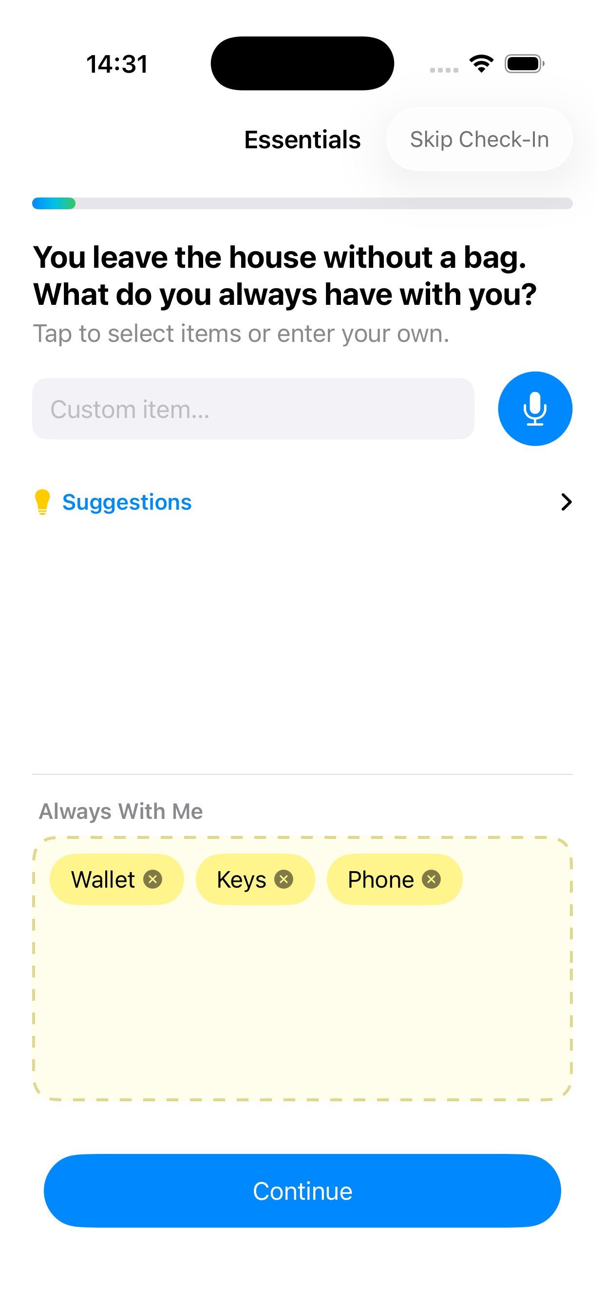 GearPacker home screen